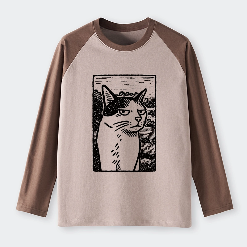 Tokyo-Tiger Cat's Hateful Eyes Raglan Long Sleeve T-shirt