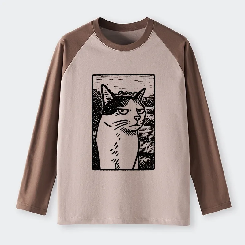 Tokyo-Tiger Cat's Hateful Eyes Raglan Long Sleeve T-shirt