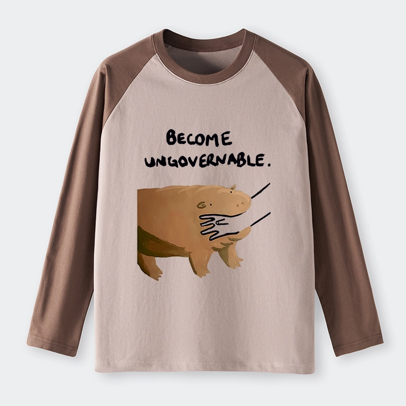 Tokyo-Tiger Moo Deng Bites Someone's Arm Raglan Long Sleeve T-shirt