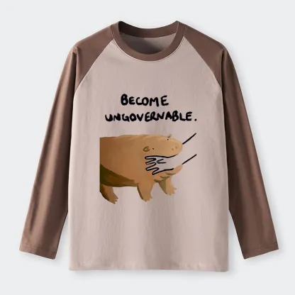 Tokyo-Tiger Moo Deng Bites Someone's Arm Raglan Long Sleeve T-shirt