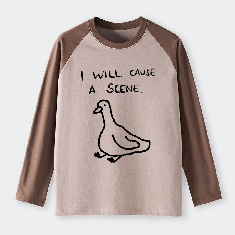 Tokyo-Tiger Stupid Goose Funny Japan Retro Raglan Long Sleeve T-shirt