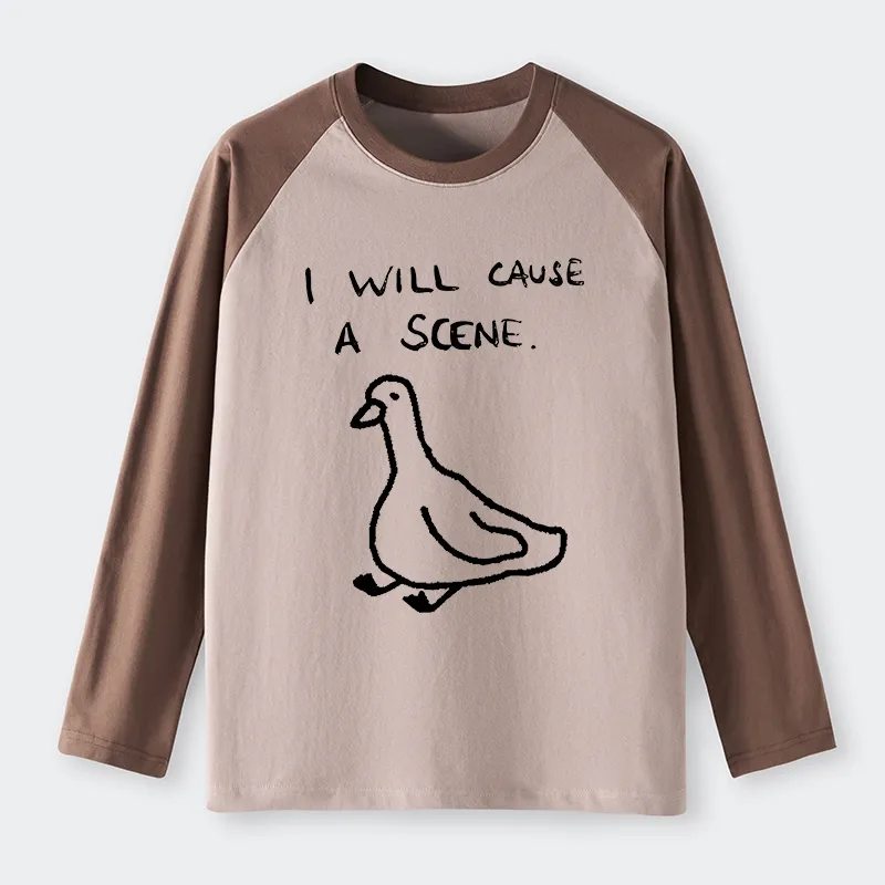 Tokyo-Tiger Stupid Goose Funny Japan Retro Raglan Long Sleeve T-shirt