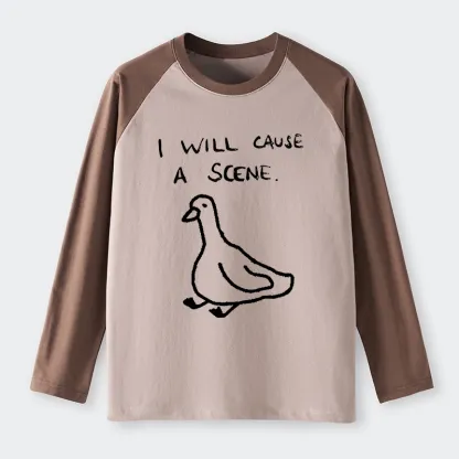 Tokyo-Tiger Stupid Goose Funny Japan Retro Raglan Long Sleeve T-shirt