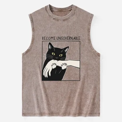 Tokyo-Tiger Black Cat Biting Washed Tank