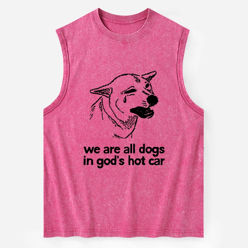 Tokyo-Tiger Sad Dog Funny Washed Tank