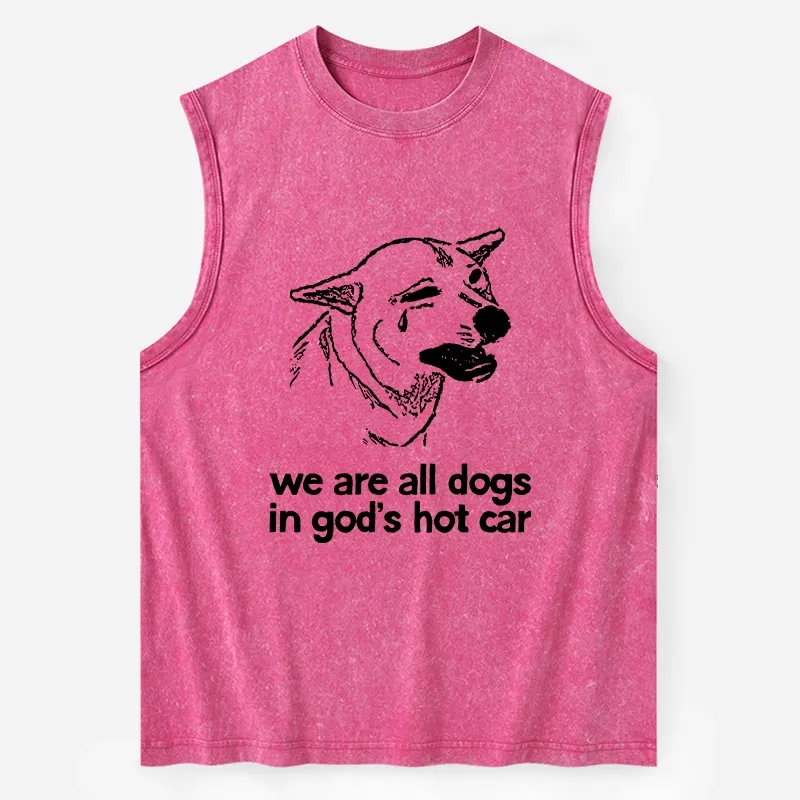 Tokyo-Tiger Sad Dog Funny Washed Tank