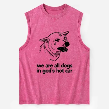 Tokyo-Tiger Sad Dog Funny Washed Tank