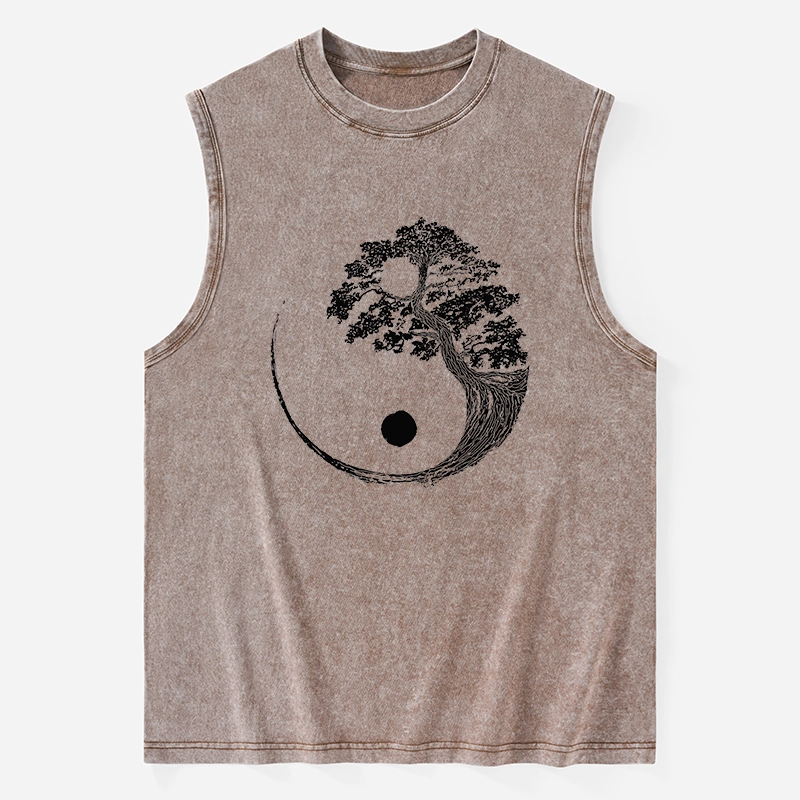 Tokyo-Tiger Yin-Yang Tai Chi Tree Washed Tank