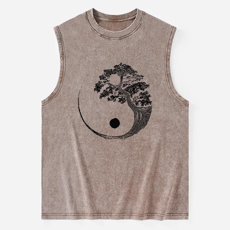 Tokyo-Tiger Yin-Yang Tai Chi Tree Washed Tank
