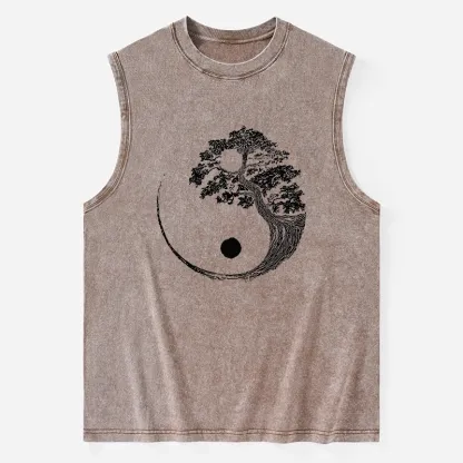 Tokyo-Tiger Yin-Yang Tai Chi Tree Washed Tank
