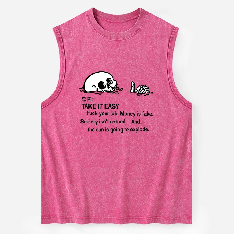 Tokyo-Tiger Skeleton Ridicule Washed Tank