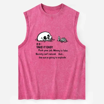 Tokyo-Tiger Skeleton Ridicule Washed Tank