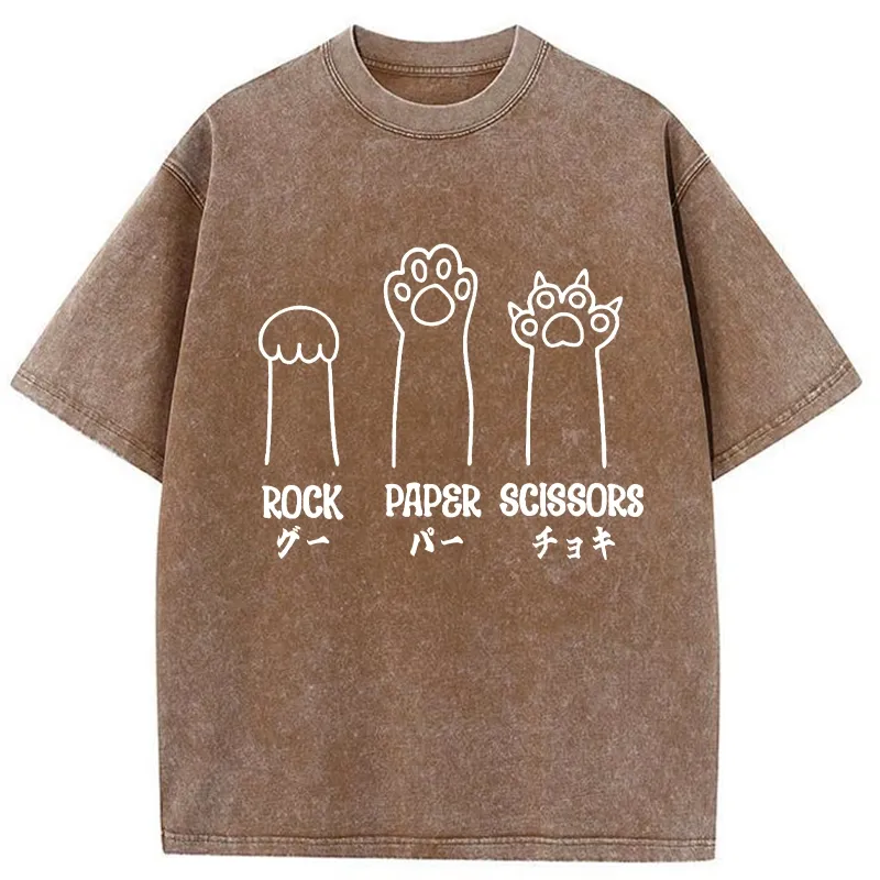Tokyo-Tiger Rock Paper Scissors Washed T-Shirt