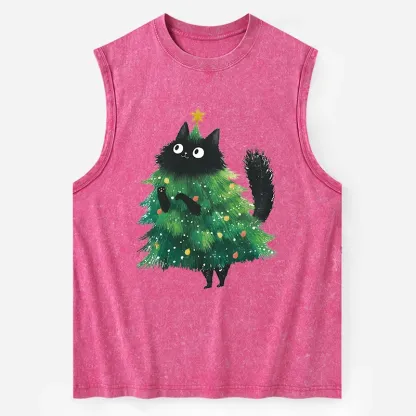 Tokyo-Tiger Christmas Tree Cat Japan Washed Tank