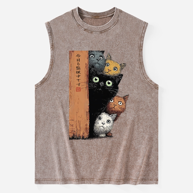 Tokyo-Tiger Five Cats Are Watching You Washed Tank