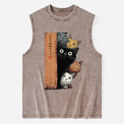 Tokyo-Tiger Five Cats Are Watching You Washed Tank