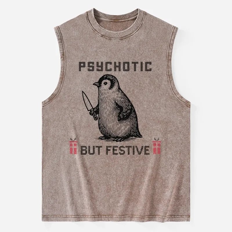 Tokyo-Tiger Overstimulated but Festive Christmas Washed Tank