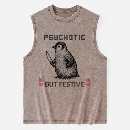 Tokyo-Tiger Overstimulated but Festive Christmas Washed Tank