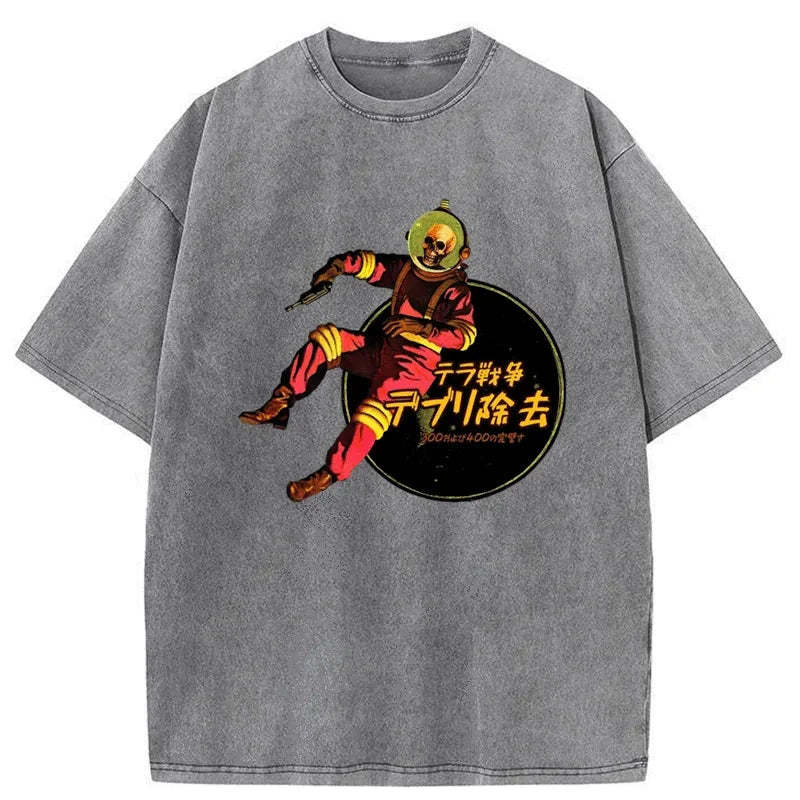 Tokyo-Tiger Skeleton Astronaut Washed T-Shirt