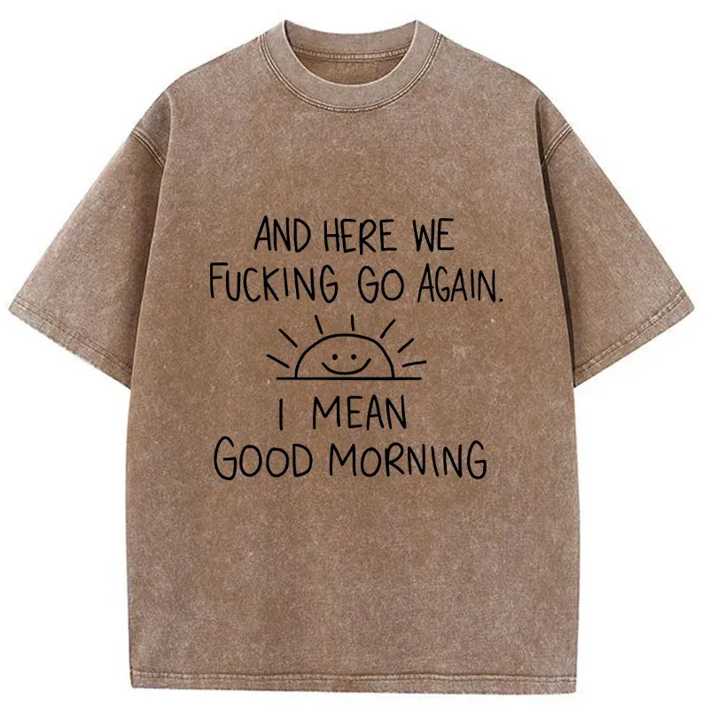 Tokyo-Tiger Different Meanings Of "Good Morning" Washed T-Shirt