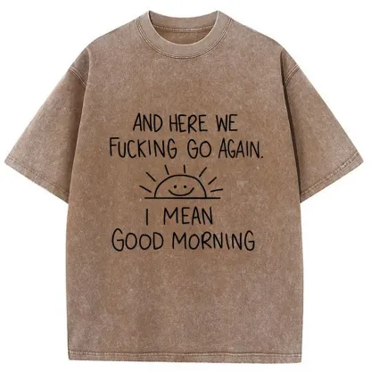 Tokyo-Tiger Different Meanings Of "Good Morning" Washed T-Shirt