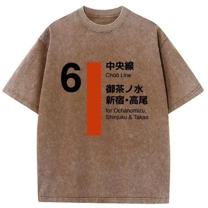 Tokyo-Tiger Tokyo Subway Chūō Line Washed T-Shirt