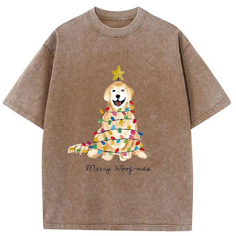 Tokyo-Tiger Christmas Tree Dog Washed T-Shirt