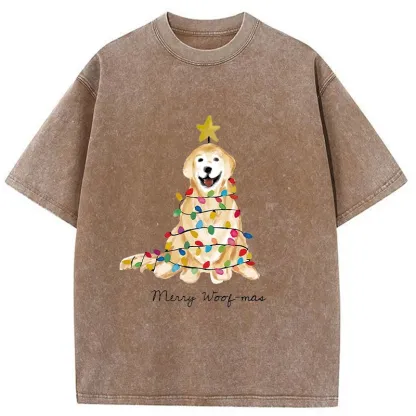 Tokyo-Tiger Christmas Tree Dog Washed T-Shirt