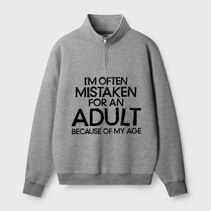 Tokyo-Tiger Old In Age But Young At Heart Half Zip Fleece Sweatshirt