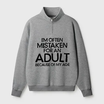 Tokyo-Tiger Old In Age But Young At Heart Half Zip Fleece Sweatshirt