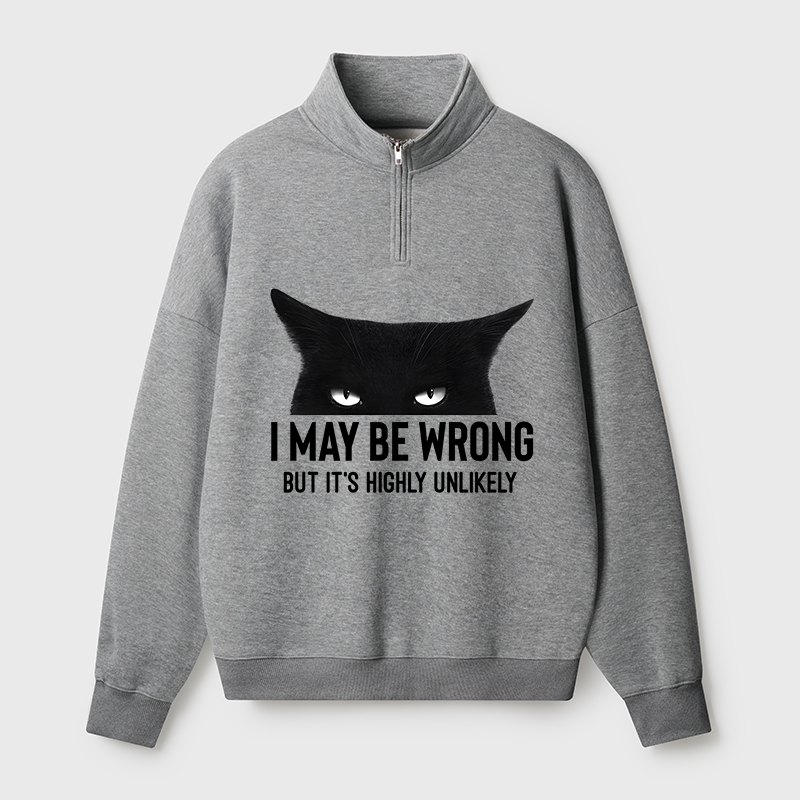 Tokyo-Tiger Cat Can Do No Wrong Half Zip Fleece Sweatshirt