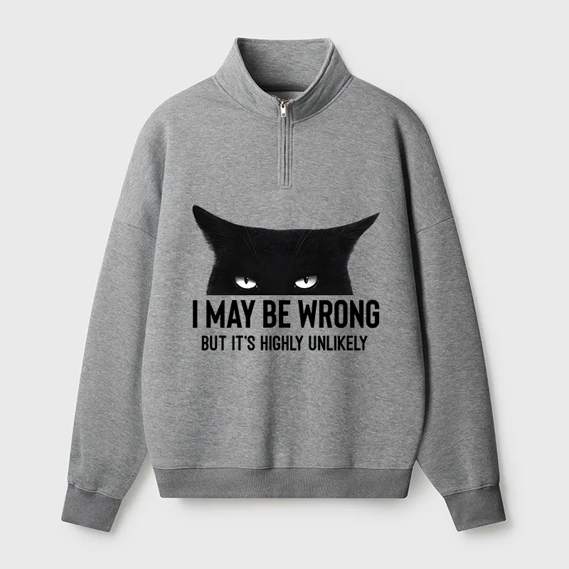 Tokyo-Tiger Cat Can Do No Wrong Half Zip Fleece Sweatshirt