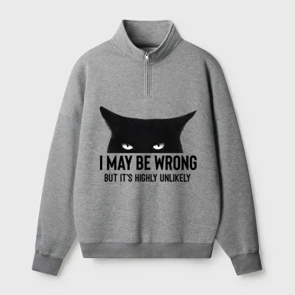 Tokyo-Tiger Cat Can Do No Wrong Half Zip Fleece Sweatshirt