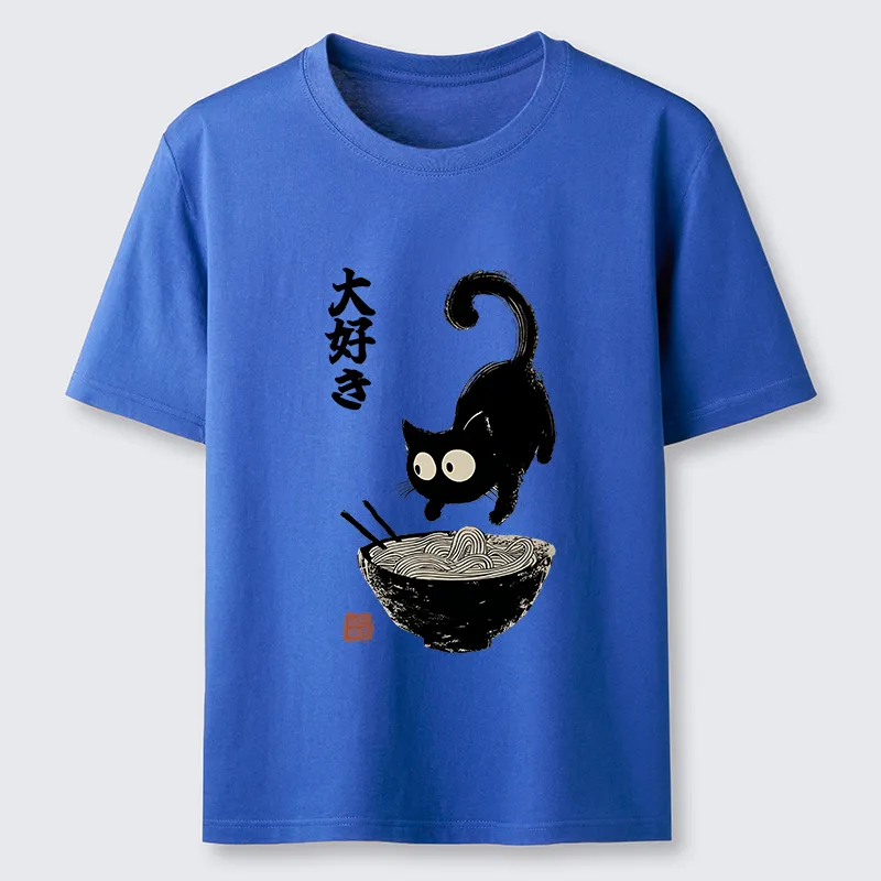 Tokyo-Tiger Retro Cat Eats Delicious Ramen Classic T-Shirt