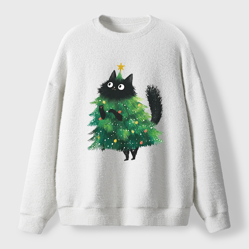 Tokyo-Tiger Christmas Tree Cat Japan Fuzzy Sweatshirt