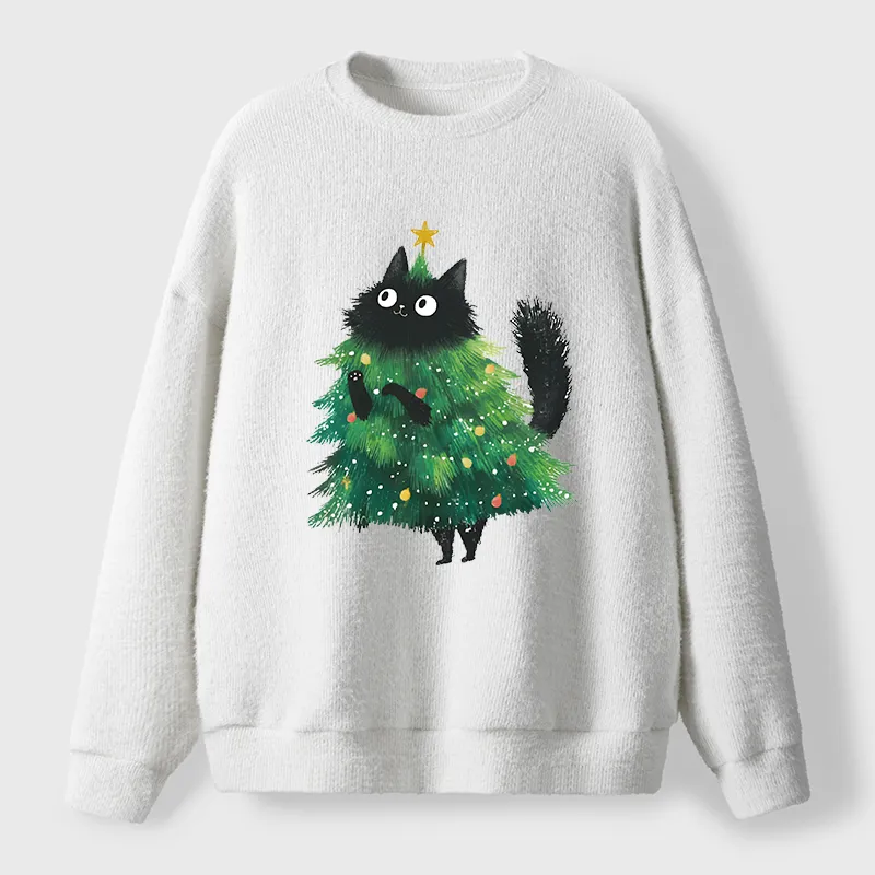 Tokyo-Tiger Christmas Tree Cat Japan Fuzzy Sweatshirt