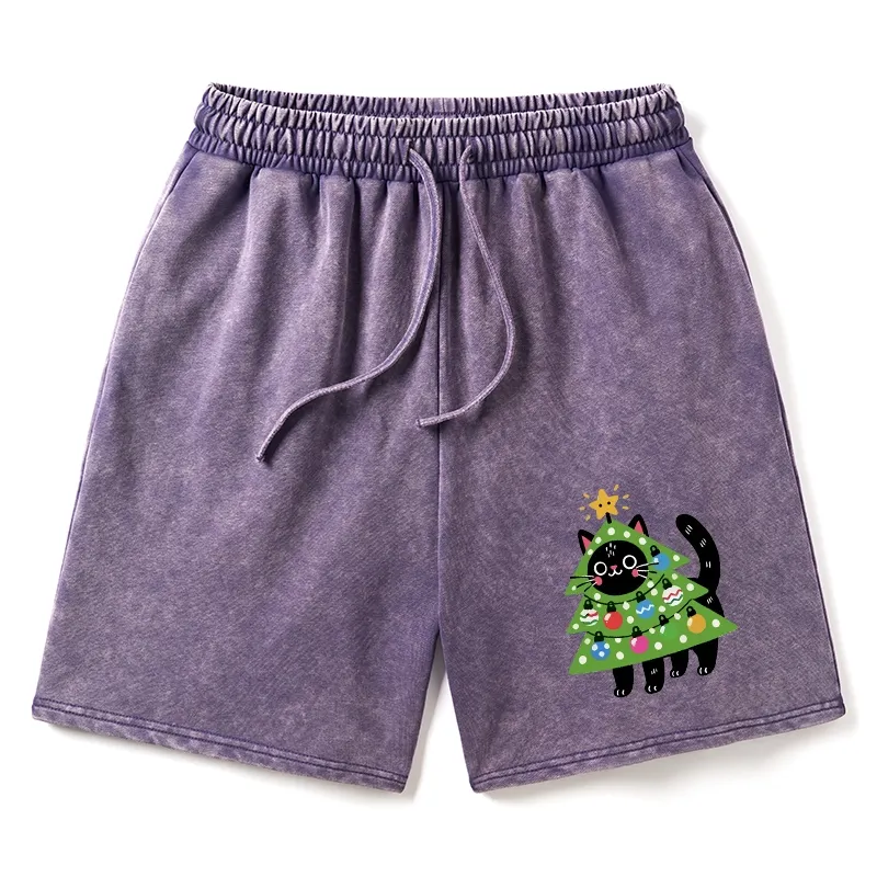 Tokyo-Tiger Christmas Tree Cat Washed Shorts