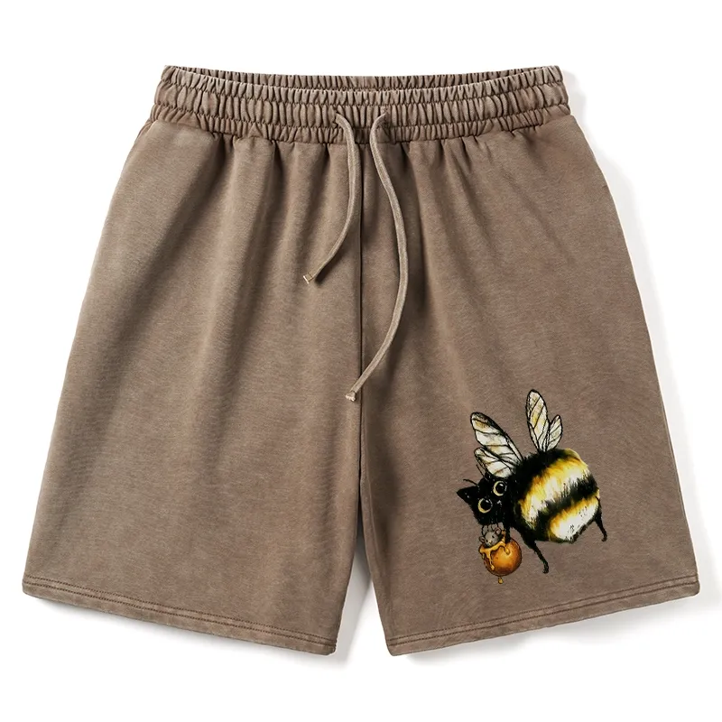 Tokyo-Tiger Cute Catbee Butt Washed Shorts