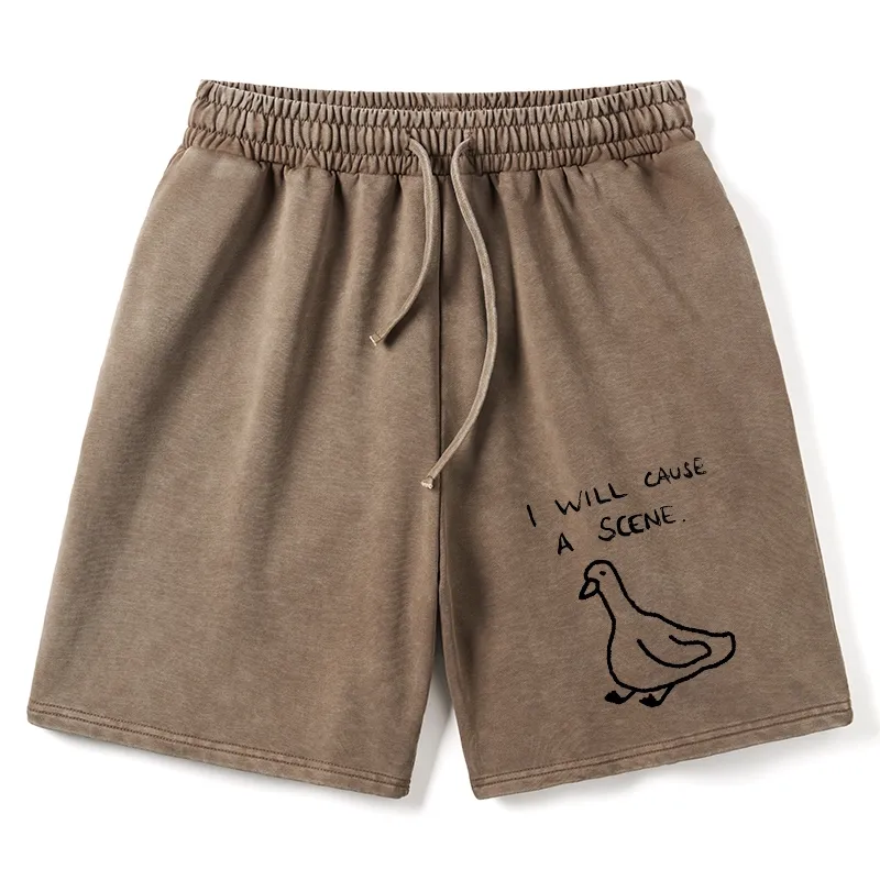 Tokyo-Tiger Stupid Goose Funny Japan Retro Washed Shorts