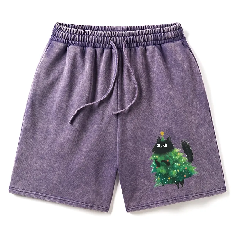 Tokyo-Tiger Christmas Tree Cat Japan Washed Shorts