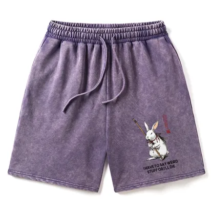 Tokyo-Tiger Rabbit Gotta Say Weird Stuff Or Die Washed Shorts