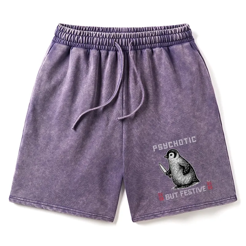 Tokyo-Tiger Overstimulated but Festive Christmas Washed Shorts Sale