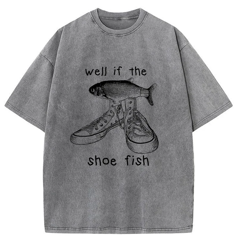 Tokyo-Tiger Funny Shoe Fish Washed T-Shirt