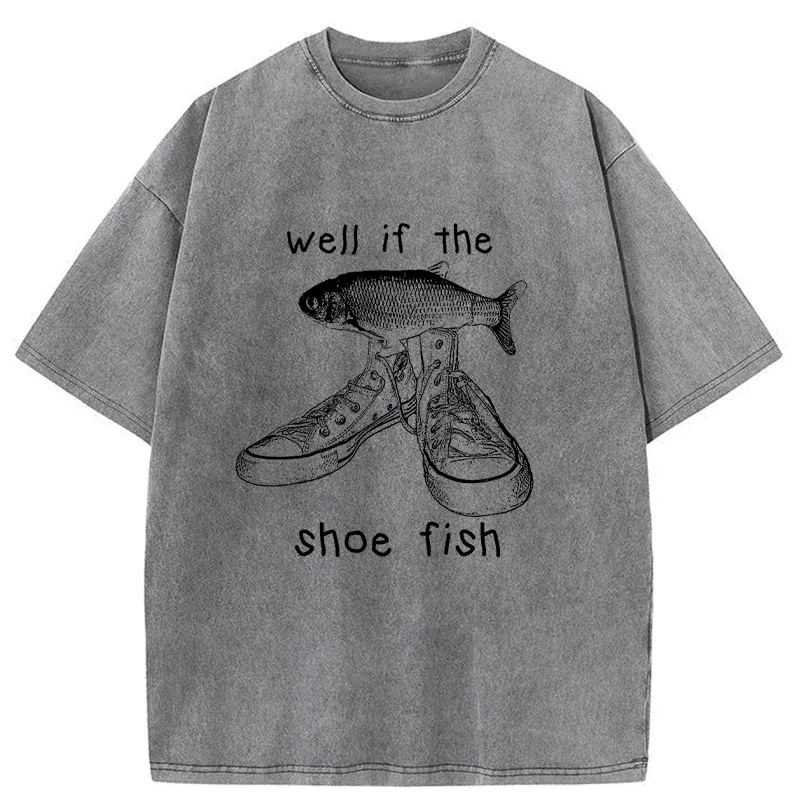 Tokyo-Tiger Funny Shoe Fish Washed T-Shirt