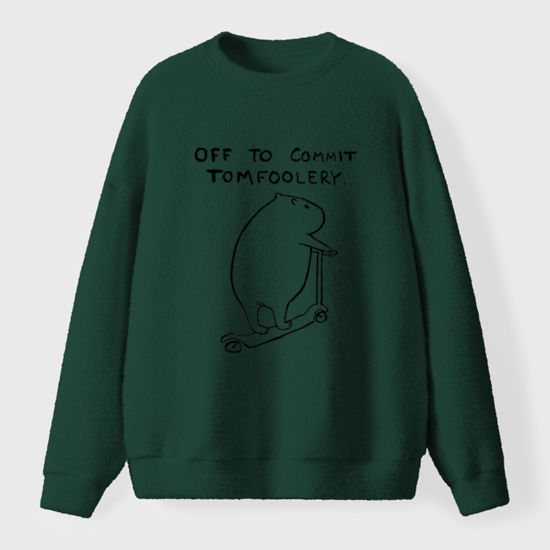 Tokyo-Tiger Capybara Is Ready To Do Something Bad Fuzzy Sweatshirt