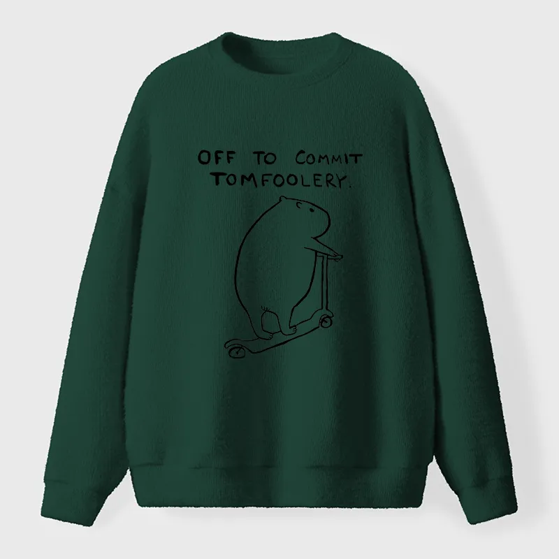 Tokyo-Tiger Capybara Is Ready To Do Something Bad Fuzzy Sweatshirt