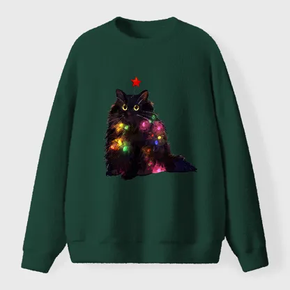 Tokyo-Tiger Christmas Lights Cat Fuzzy Sweatshirt