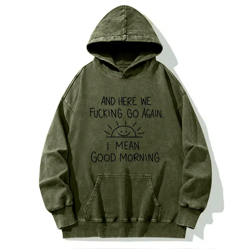 Tokyo-Tiger Different Meanings Of "Good Morning" Washed Hoodie