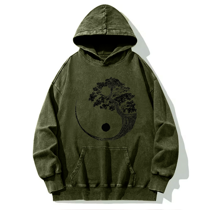 Tokyo-Tiger Yin-Yang Tai Chi Tree Washed Hoodie