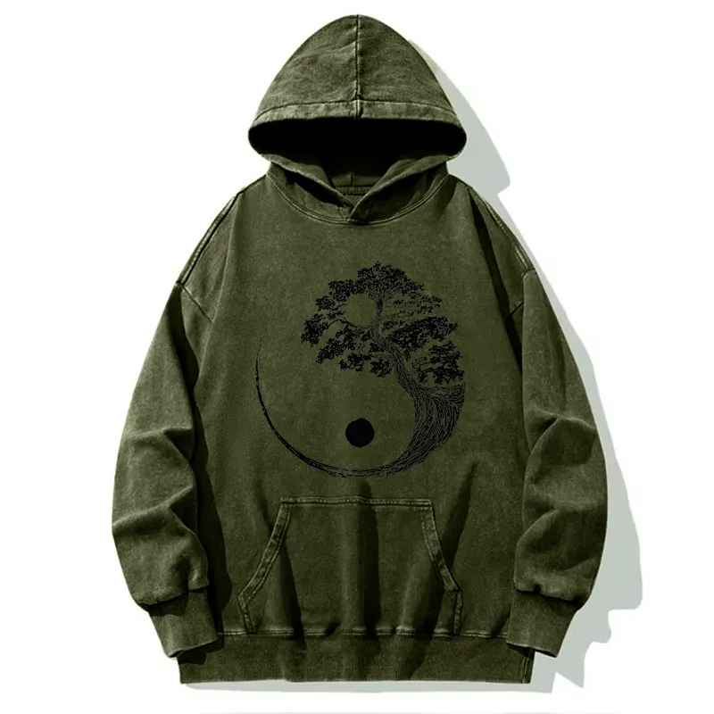 Tokyo-Tiger Yin-Yang Tai Chi Tree Washed Hoodie